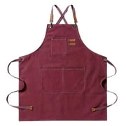 Leadrop Work Apron Thick Sleeveless Breathable Unisex Multi-pockets Storage Cotton Cross Back Kitchen Apron for Home