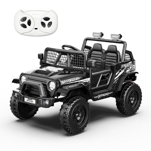 Leadroya 24v Ride on Toys 2 Seater, Ride on Cars with Remote Control, 2x120W Motors Electric Cars for Kids Ages 3-8 Gifts, LED Lights & Music, Black
