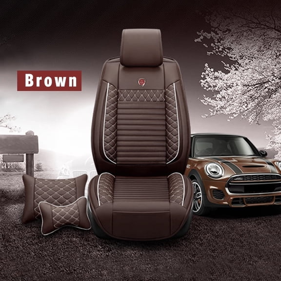 Leadwolf 1PCS Car Seat Covers for Front Seats Universal Premium Leather Driver Seat Protectors standard Coffee Color