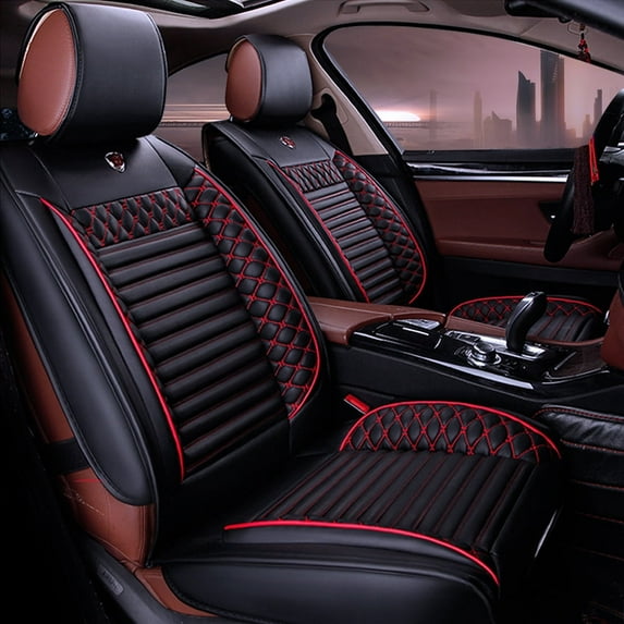 Leadwolf 2PCS Front Car Seat Covers for Honda for HR-V 2016-2022 2 Seats Premium Leather Waterproof Auto Seat Protectors, Front Seat Cushions Black and Red