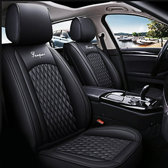 Leadwolf 2PCS Front Car Seat Covers Leather for BMW for M2 2016-Present 2 Seats Airbag Compatible Leather Waterproof Front Set Cushion Protector Black