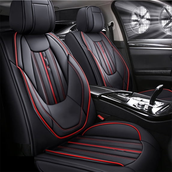 Leadwolf 2PCS Front Car Seat Covers Leather for Buick for Verano 2011-Present 2 Seats Airbag Compatible Waterproof Soft Front Set Cushion Protector Black