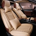 thumbnail image 1 of Leadwolf 2PCS Front Car Seat Covers Leather for Land Rover for Range Rover Velar 2017-Present 2 Seats Airbag Compatible Leather Waterproof Front Set Cushion Protector with Headrest Beige, 1 of 5