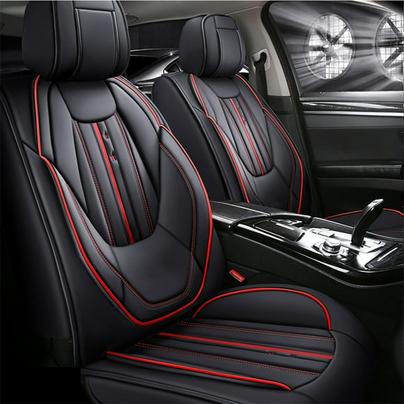 Leadwolf 2PCS Front Car Seat Covers Leather for Renault for Clio/Lutecia/Euro Clio 1990-1998 2 Seats Airbag Compatible Leather Waterproof Front Set Cushion Protector Black