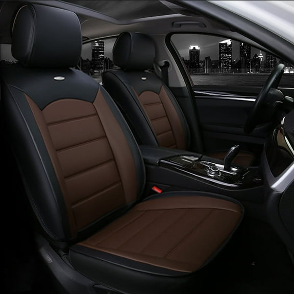 Leadwolf 2PCS Front Car Seat Covers Leather for SEAT for Tarraco 2018-Present 2 Seats Airbag Compatible Water Resistant Front Set Cushion Protector 2PCs Black and Coffee