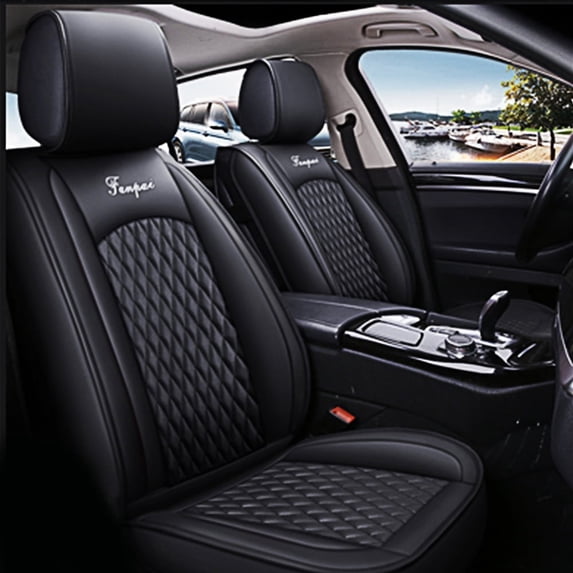 Leadwolf 2PCS Front Car Seat Covers Leather for BMW for X2M 2017-Present 2 Seats Airbag Compatible Waterproof Soft Front Set Cushion Protector Black