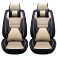 thumbnail image 1 of Leadwolf 2PCS Front Seat Cover for Cadillac for CTS 200-2013 2 Seats Wear-Resistant Leather Anti Slip Cushion Front Set Black and Beige, 1 of 5