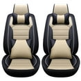 thumbnail image 1 of Leadwolf 2PCS Front Seat Cover for Mercedes-Benz for C160 2008-Present 2 Seats Wear-Resistant Leather Anti Slip Cushion Front Set Black and Beige, 1 of 5