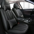thumbnail image 1 of Leadwolf 2PCs Front Car Seat Covers Leather for Dodge for RAM 2019-Present 2 Seats Airbag Compatible Waterproof Soft Front Set Cushion Protector with Headrest Black, 1 of 9
