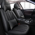 thumbnail image 1 of Leadwolf 2PCs Front Car Seat Covers Leather for Subaru for Legacy 2003-Present 2 Seats Airbag Compatible Waterproof Soft Front Set Cushion Protector with Headrest Black, 1 of 9