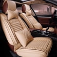 thumbnail image 1 of Leadwolf 2PCs Front Car Seat Covers Leather for Volkswagen for Arteon 2017-Present 2 Seats Airbag Compatible Waterproof Soft Front Set Cushion Protector with Headrest Beige, 1 of 5