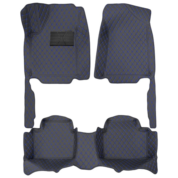 Leadwolf 3pcs Car floor mats for Fiat for Tipo Cross 2015present Leather Leather Full Coverage Car Carpet All Weather Luxury Floor Liners Black and Blue with Pocket