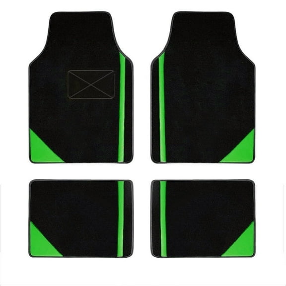 Leadwolf 4PCS/Set Car Floor Mats Universal for FIAT Vinyl Green Velvet Colored Stripe All Weather Interior Carpet Mats Protection Accessories