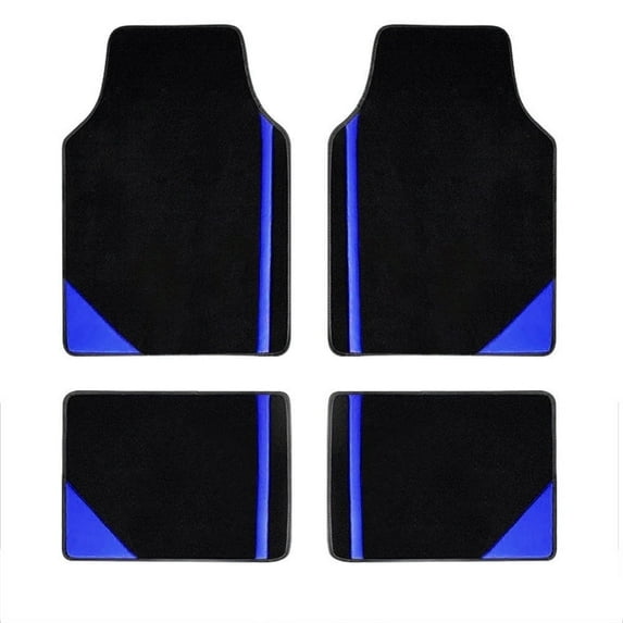 Leadwolf 4PCS/Set Car Floor Mats Universal for Lancia Vinyl Blue Velvet Colored Stripe All Weather Interior Carpet Mats Protection Accessories