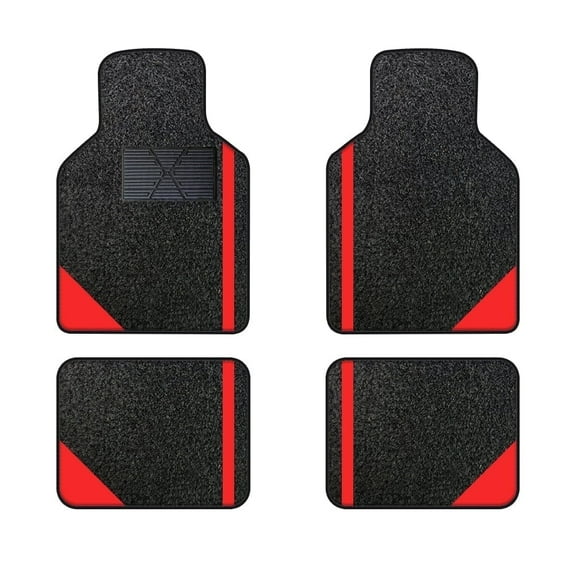 Leadwolf 4PCS/Set Car Floor Mats Universal for Lexus Vinyl Red Velvet Colored Stripe Waterproof Interior Carpet Mats Protection Accessories