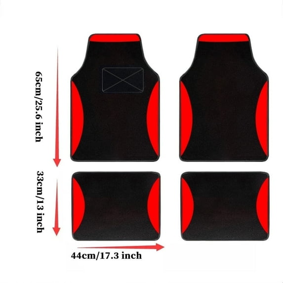 Leadwolf 4PCS/Set Car Floor Mats Universal for SEAT Red Velvet Colored Stripe Non-Slip Backing Interior Carpet Mats Protection Accessories