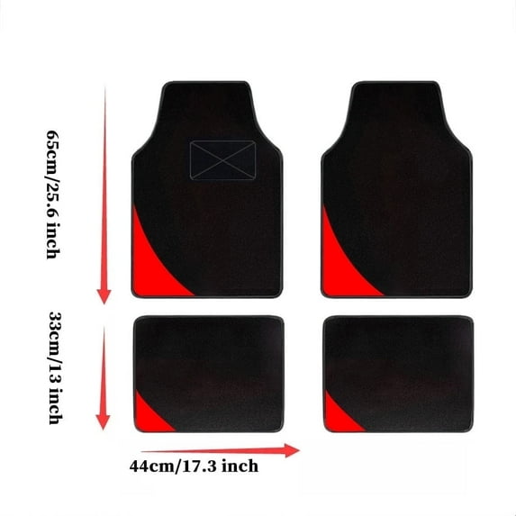Leadwolf 4pcs Car Floor Mats Universal for Daihatsu Red Velvet Colored Stripe Non-Slip Backing Front Rear Liner Carpet