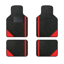 Leadwolf 4pcs Car Floor Mats Universal for MG Vinyl Red Velvet Colored Stripe All Weather Front Rear Liner Carpet