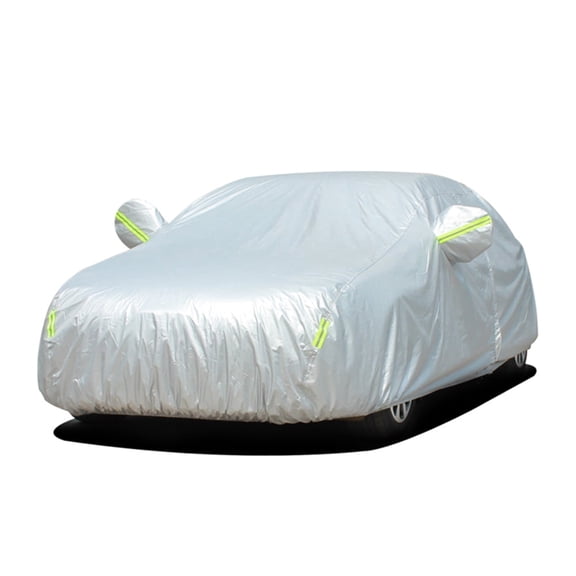 Leadwolf Car Cover Waterproof All Weather for ford Fiesta Hatchback Oxford Fabric Heavy Duty Outdoor Full Car Cover Sun Protection with Side Zipper Length up to 163 " Silver