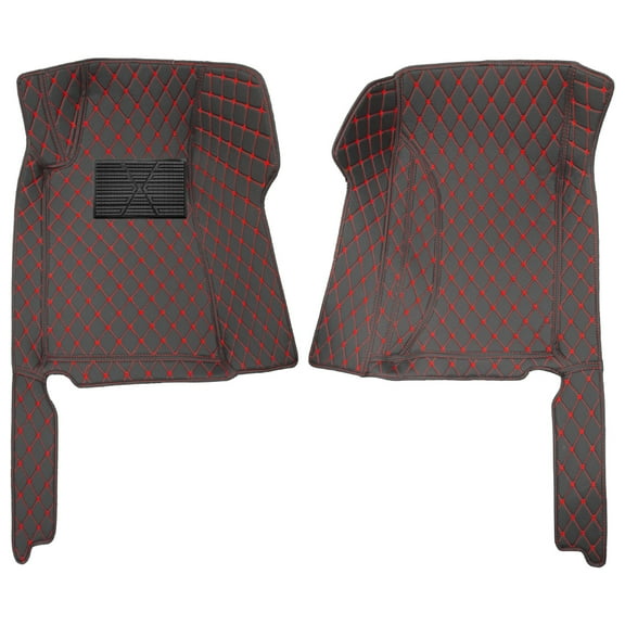 Leadwolf Car Custom Floor Mats Compatible with MZD MX-5 1995-2004 Luxury Leather Waterproof Non-Slip Full Coverage Floor Liner Full Set Black Red