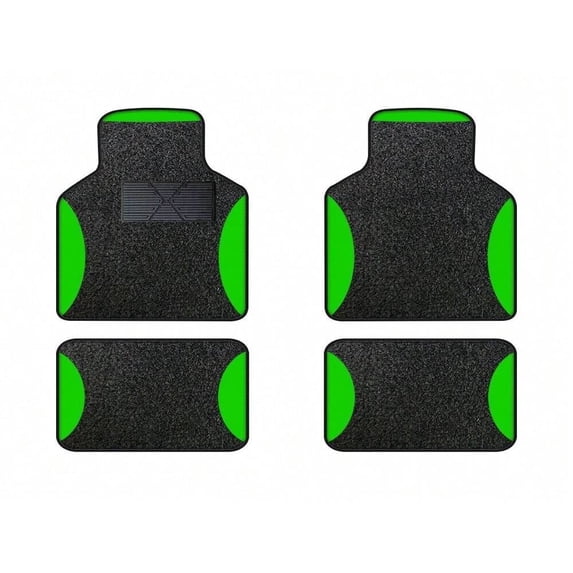 Leadwolf Car Floor Mats for BMW for 7-Series Vinyl Carpet Protection All Weather Auto Liners Anti-Slip Automotive Floor Mats Velvet Colored Stripe Black and Green 4pcs