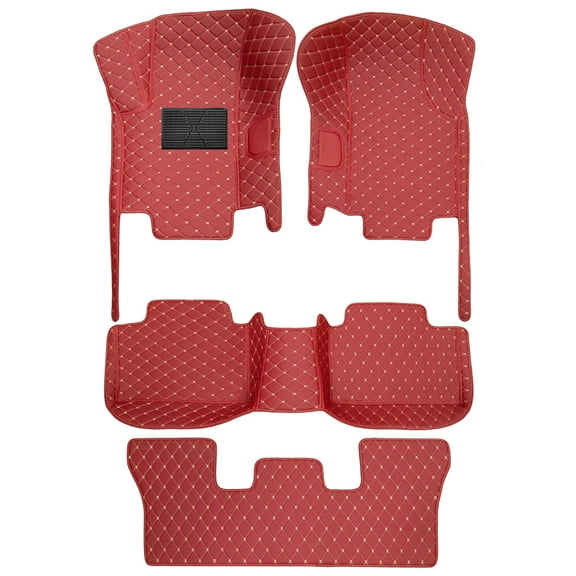 Leadwolf Car Floor Mats Fits for Durango 7 seats 2011-Present Automotive Floor Mats (with Pocket), All-Weather Floor Mats for Cars Wine Red