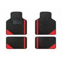 Leadwolf Car Floor Mats for Ford for Explorer Vinyl Carpet Protection All Weather Auto Liners Anti-Slip Automotive Floor Mats Velvet Colored Stripe Black and Red 4pcs