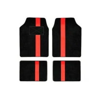 Leadwolf Car Floor Mats for Ford for Mustang Mach-E Vinyl Carpet Protection Auto Liners All Weather Anti-Slip Velvet Colored Stripe Black and Red 4pcs
