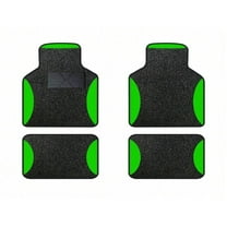 Leadwolf Car Floor Mats for GMC for HUMMER EVPickup Vinyl Carpet Protection All Weather Auto Liners Anti-Slip Automotive Floor Mats Velvet Colored Stripe Black and Green 4pcs