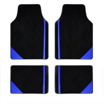 Leadwolf Car Floor Mats for Hyundai for SONATA Vinyl Carpet Protection All Weather Auto Liners Anti-Slip Automotive Floor Mats Velvet Colored Stripe Black and Blue 4pcs