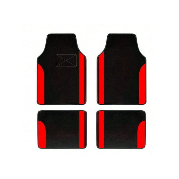 Leadwolf Car Floor Mats for Mercedes-Benz for AMGGLS63 Vinyl Carpet Protection All Weather Auto Liners Anti-Slip Automotive Floor Mats Velvet Colored Stripe Black and Red 4pcs