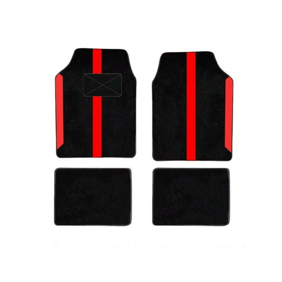 Leadwolf Car Floor Mats for Mercedes-Benz for CL-Class Vinyl Carpet Protection All Weather Auto Liners Anti-Slip Automotive Floor Mats Velvet Colored Stripe Black and Red 4pcs