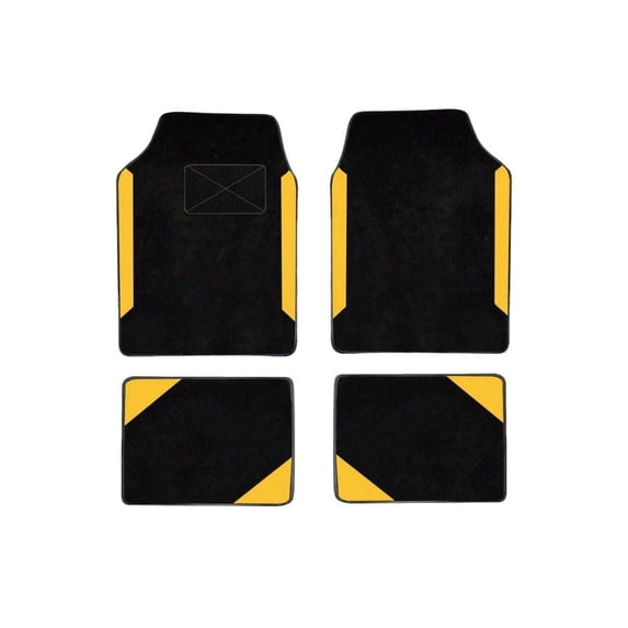 Leadwolf Car Floor Mats for Mercedes-Benz for GLA-Class Vinyl Carpet Protection All Weather 1st and 153nd Row Velvet Colored Stripe Black and Yellow 4pcs
