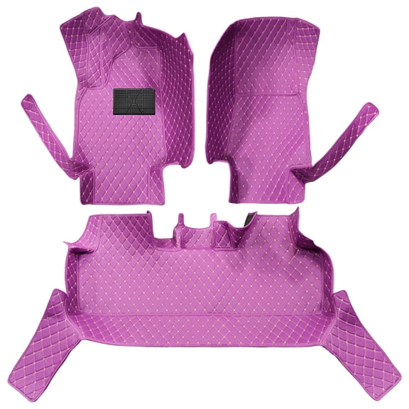 Leadwolf Car Floor Mats for Tesla,Model Y 2020-present PU Leather Floor Liner Waterproof Anti-Skid Luxury Leather Full Coverage Liner Front Rear Mat/Set 3Pcs Purple