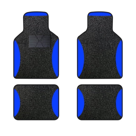 Leadwolf Car Floor Mats Universal for Chevrolet for Spark Blue Velvet Colored Stripe Waterproof Front Rear Liner Carpet 4pcs