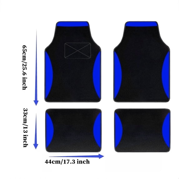 Leadwolf Car Floor Mats Universal for Hyundai for SONATA Blue Velvet Colored Stripe Waterproof Front Rear Liner Carpet 4pcs