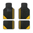 thumbnail image 1 of Leadwolf Car Floor Mats Universal for Ford for Mustang Mach-E Yellow Velvet Colored Stripe All Weather Front Rear Liner Carpet 4pcs, 1 of 4