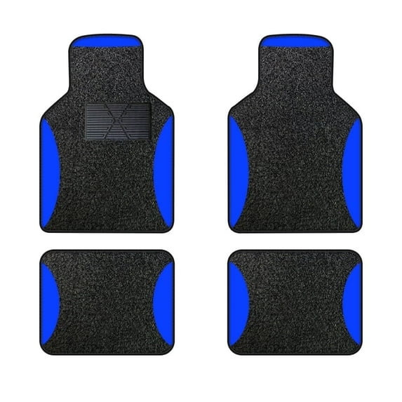 Leadwolf Car Floor Mats Universal for Lexus for ES300h Blue Velvet Colored Stripe Non-Slip Backing Front Rear Liner Carpet 4pcs