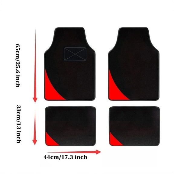 Leadwolf Car Floor Mats Universal for Mercedes-Benz for eSprinter2500 Red Velvet Colored Stripe Non-Slip Backing Front Rear Liner Carpet 4pcs