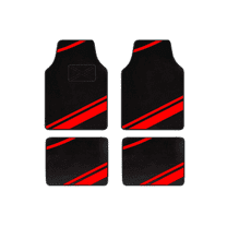 Leadwolf Car Floor Mats for Volvo for S90 Recharge Plug-In Hybrid Vinyl Carpet Protection Auto Liners All Weather Anti-Slip Velvet Colored Stripe Black and Red 4pcs