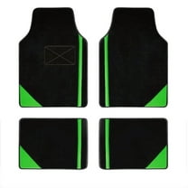 Leadwolf Car Floor Mats for BMW for 4-Series Vinyl Carpet Protection Auto Liners All Weather Anti-Slip Velvet Colored Stripe Black and Green 4pcs