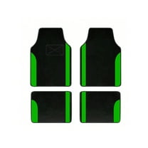 Leadwolf Car Floor Mats for BMW for X5 Vinyl Carpet Protection Auto Liners All Weather Anti-Slip Velvet Colored Stripe Black and Green 4pcs
