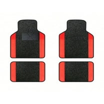 Leadwolf Car Floor Mats for Cadillac for CT5 Vinyl Carpet Protection Car Liners All Weather Velvet Colored Stripe Black and Red 4pcs