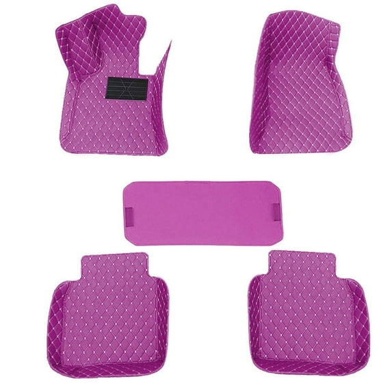 Leadwolf Car Floor Mats for Kia for Optima Car Carpet All Weather Luxury Faux Leather Automotive Floor Mat Purple 5PCS