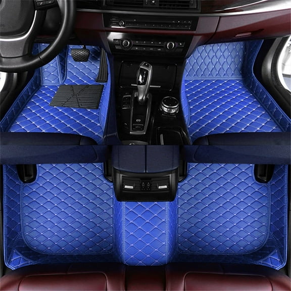 Leadwolf Car Floor Mats for Land Rover Range Rover Evoque 2012 -2018 Full Coverage All Weather Protection Non-Slip PU Leather Floor Carpet Blue