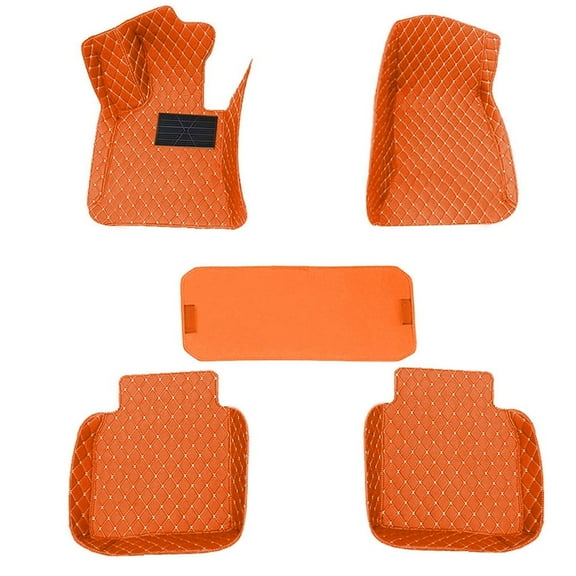 Leadwolf Car Floor Mats for Land Rover for LR4 Floor Liner Carpet Waterproof Anti-Skid PU Leather Full Coverage Liner Front ＆ Rear Mat Orange 5PCS