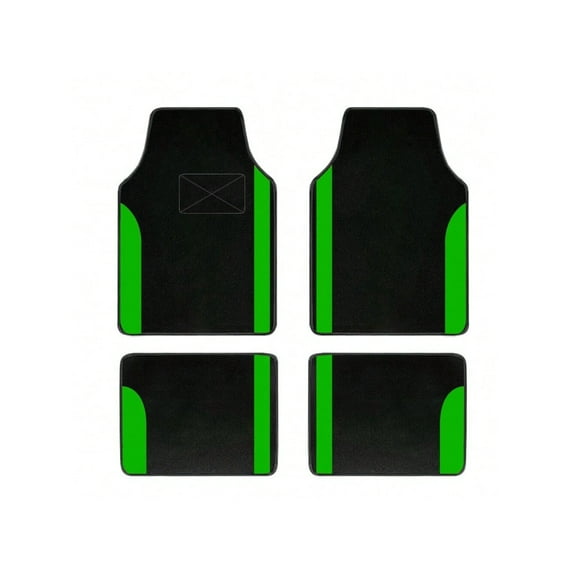Leadwolf Car Floor Mats for Lexus for UX250h Vinyl Carpet Protection Auto Liners All Weather Anti-Slip Velvet Colored Stripe Black and Green 4pcs