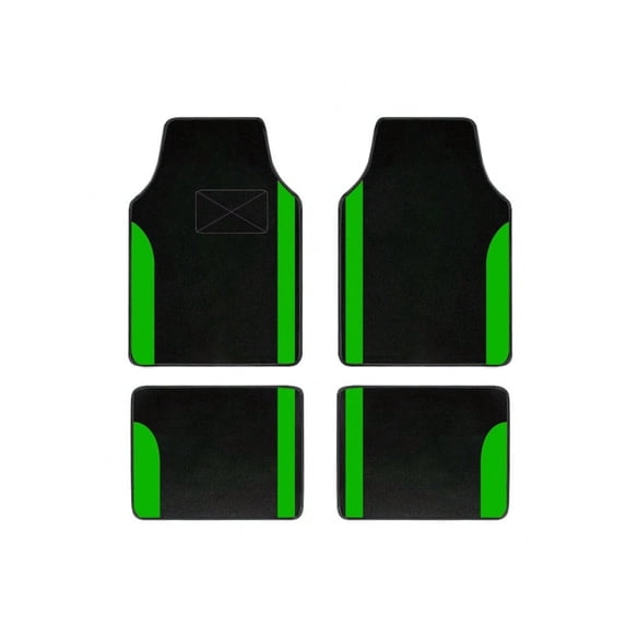Leadwolf Car Floor Mats for Lincoln for Corsair Vinyl Carpet Protection All Weather Front & Rear Full Set Velvet Colored Stripe Black and Green 4pcs