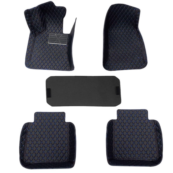 Leadwolf Car Floor Mats for Mazda for Mazda3 Leather Full Coverage Car Carpet All Weather Luxury Floor Liners Black and Blue 5PCS