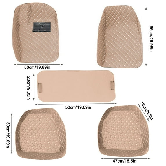 Leadwolf Car Floor Mats for Mazda for PickupTruck Luxury Leather Waterproof Anti-Skid Car Carpet Beige 5PCS